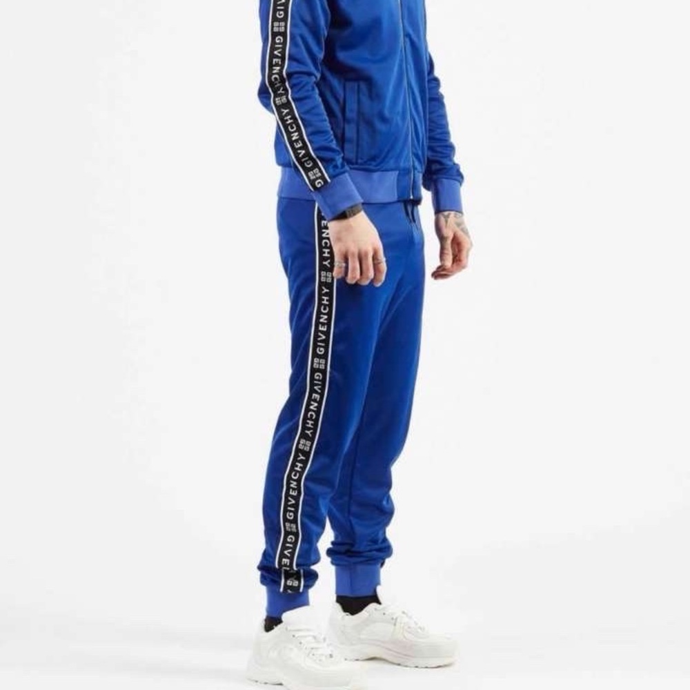Givenchy Men's Royal Blue Joggers with Logo Stripes